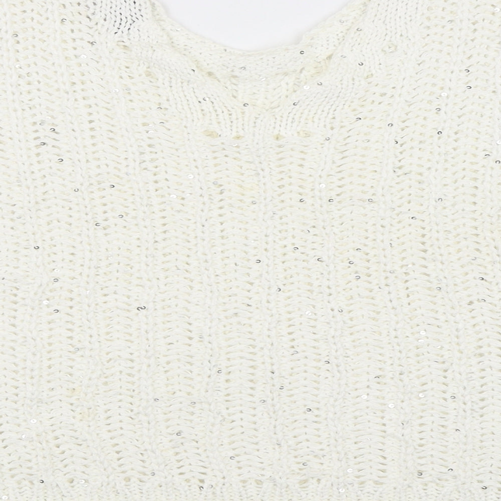 Womens UK Size M NEXT White Pullover Jumper