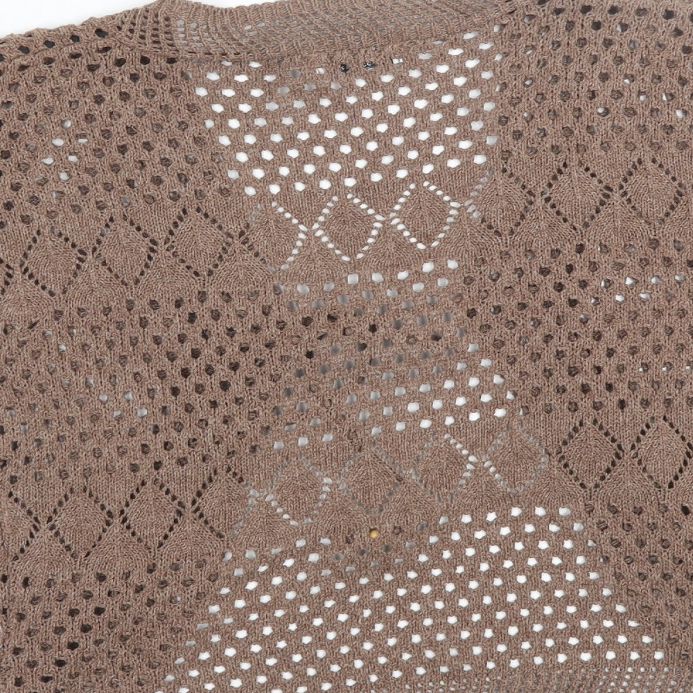 Womens UK Size S CHIC Brown Cardigan Jumper