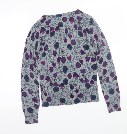 Debenhams Womens Grey Floral Cardigan Jumper Size 10