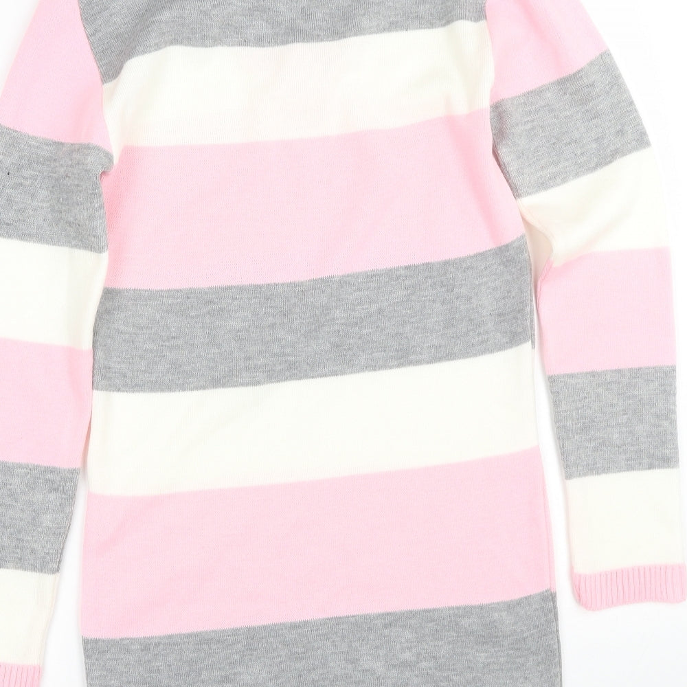 Brand and care label for Figaro women’s multicoloured striped jacket dress, size UK 10