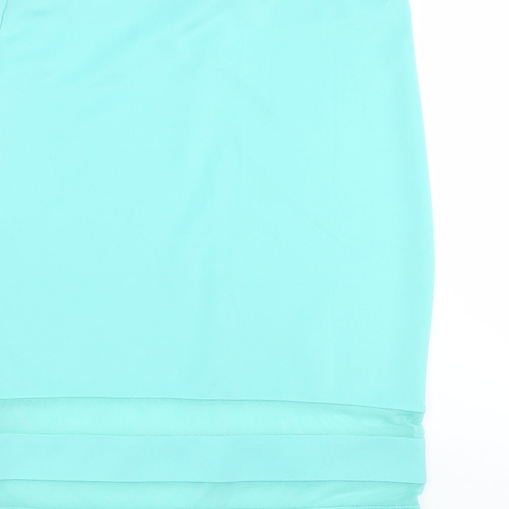 Brand and care label for Divided by H&M women’s green straight & pencil skirt, size M