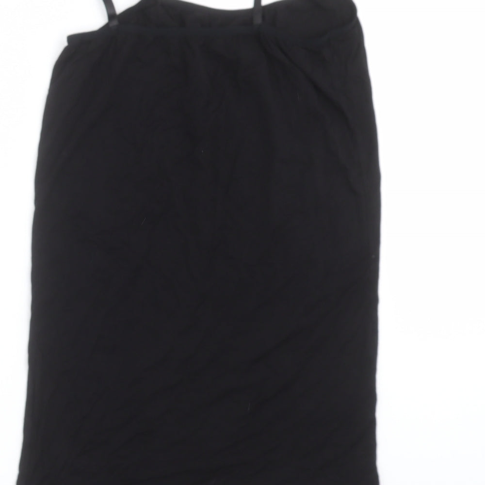 Brand and care label for Preworn women’s black camisole t-shirt, size M