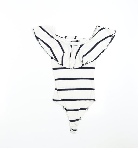 Womens UK Size S Bershka One-Piece White Bodysuit