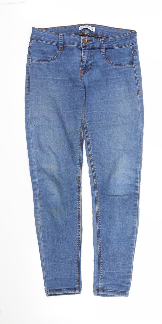 Additional front view of Pull&Bear women’s blue denim skinny jeans, size UK 8, 27-inch leg