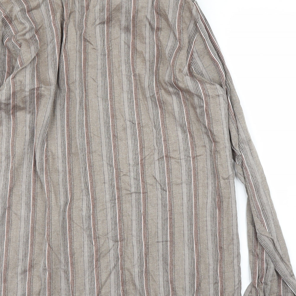 Henry Bannerman Mens Beige Striped Button-Up Size 16.5