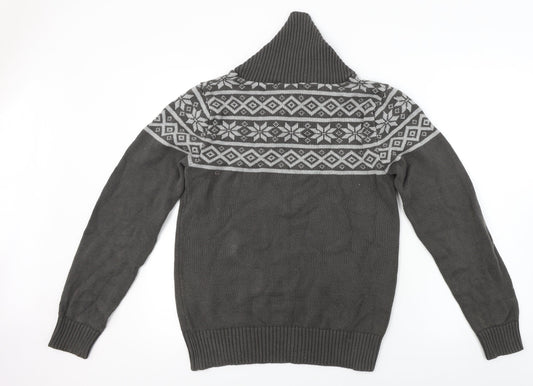 Cedar Wood State Mens Grey Geometric Pullover Jumper Size S