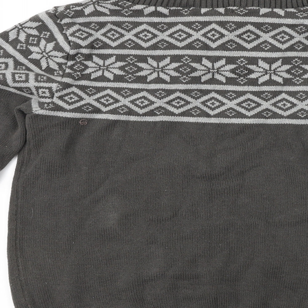 Cedar Wood State Mens Grey Geometric Pullover Jumper Size S