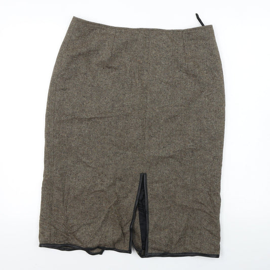 Additional front view of JAGER women’s brown bandage skirt, size UK 14