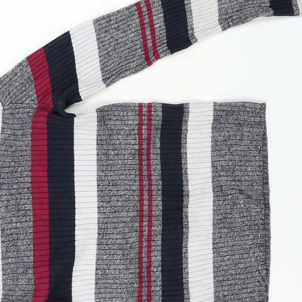 H&M Girls Grey Striped Pullover Jumper Size XS