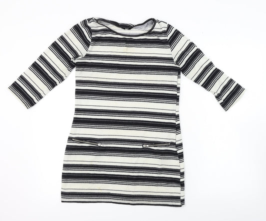 Additional front view of F&F women’s ivory striped bodycon, size UK 8
