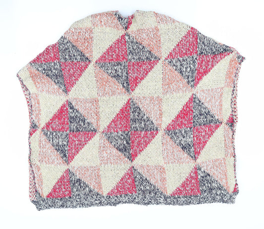 Be you Womens Red Geometric Cardigan Jumper - Waistcoat Style