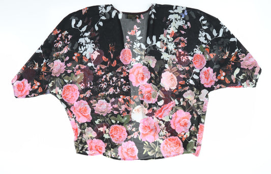 Parisian Collection Womens Black Floral Basic Blouse Size 10 - Over Blouse