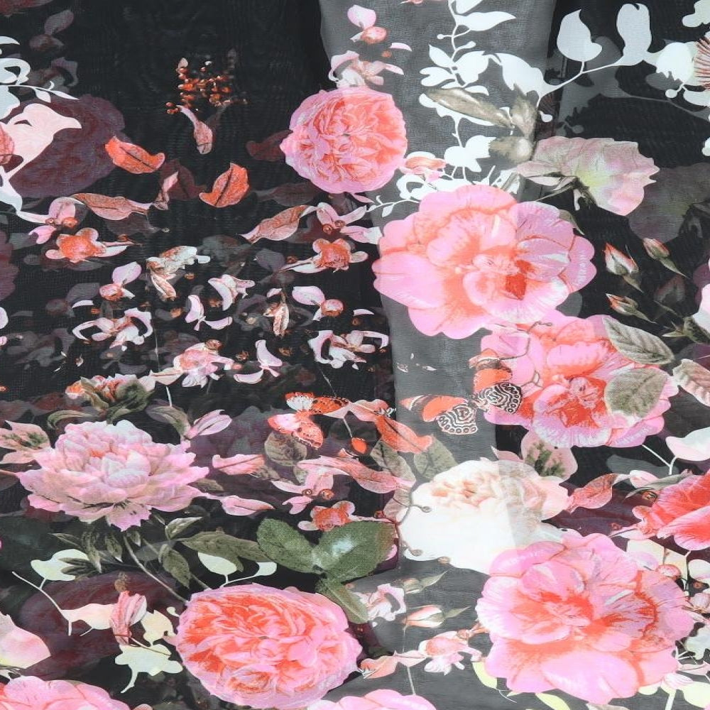 Parisian Collection Womens Black Floral Basic Blouse Size 10 - Over Blouse