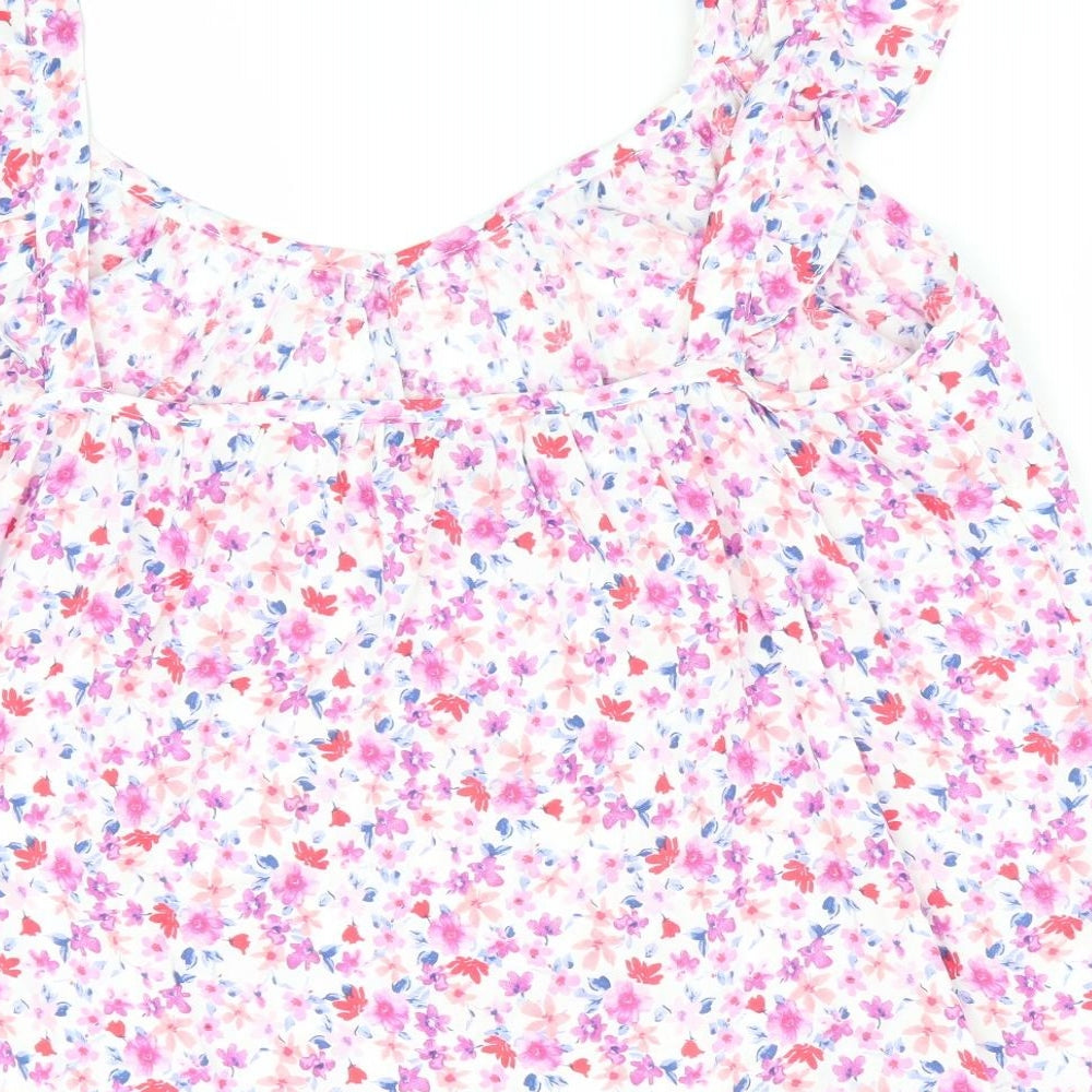George Womens Pink Floral Basic Blouse Size 14