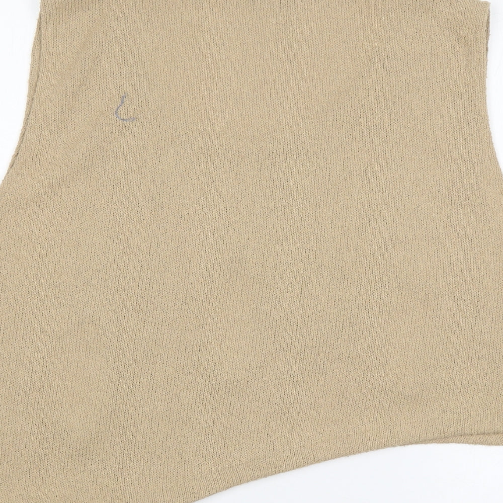 Brand and care label for Classics women’s beige jersey tank, size S