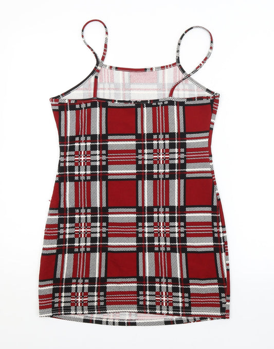 SheIn Womens Red Check Tank Dress Size M