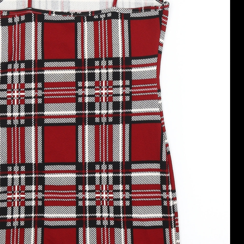 SheIn Womens Red Check Tank Dress Size M