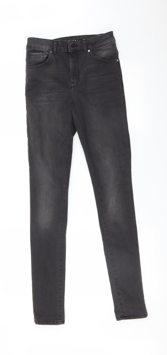 Additional front view of NEVER DENIM women’s black skinny jeans, size S, 31-inch leg