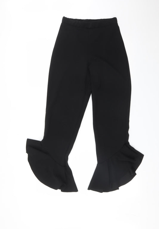 Quiz Womens Black Trousers Size 6 L26 in