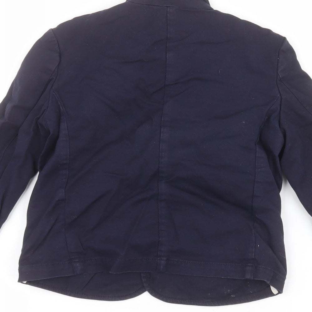 Brand and care label for River Island boys’ blue jacket, size 5, years