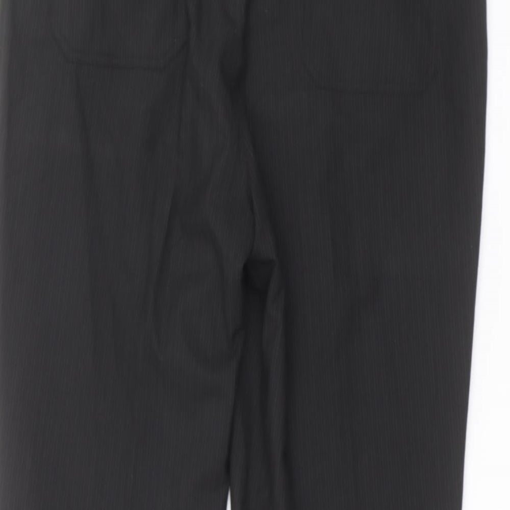 Brand and care label for Preworn men’s black dress pants trousers, size 38, in, 29-inch leg