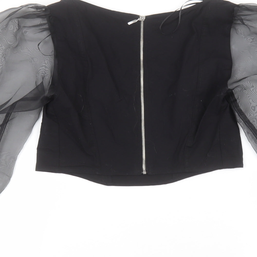 Womens UK Size 8 Topshop Black Basic T-Shirt
