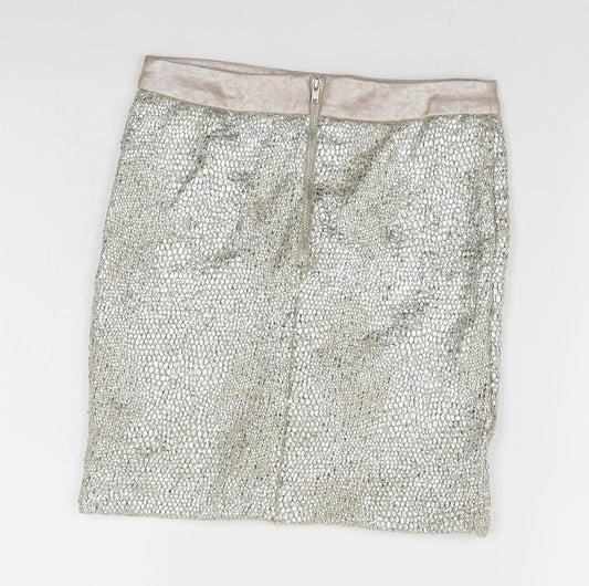 Miss Selfridge Womens Silver   Straight & Pencil Skirt Size 4