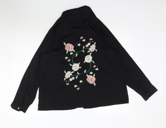 Boohoo Womens Black Basic Button-Up Size 16