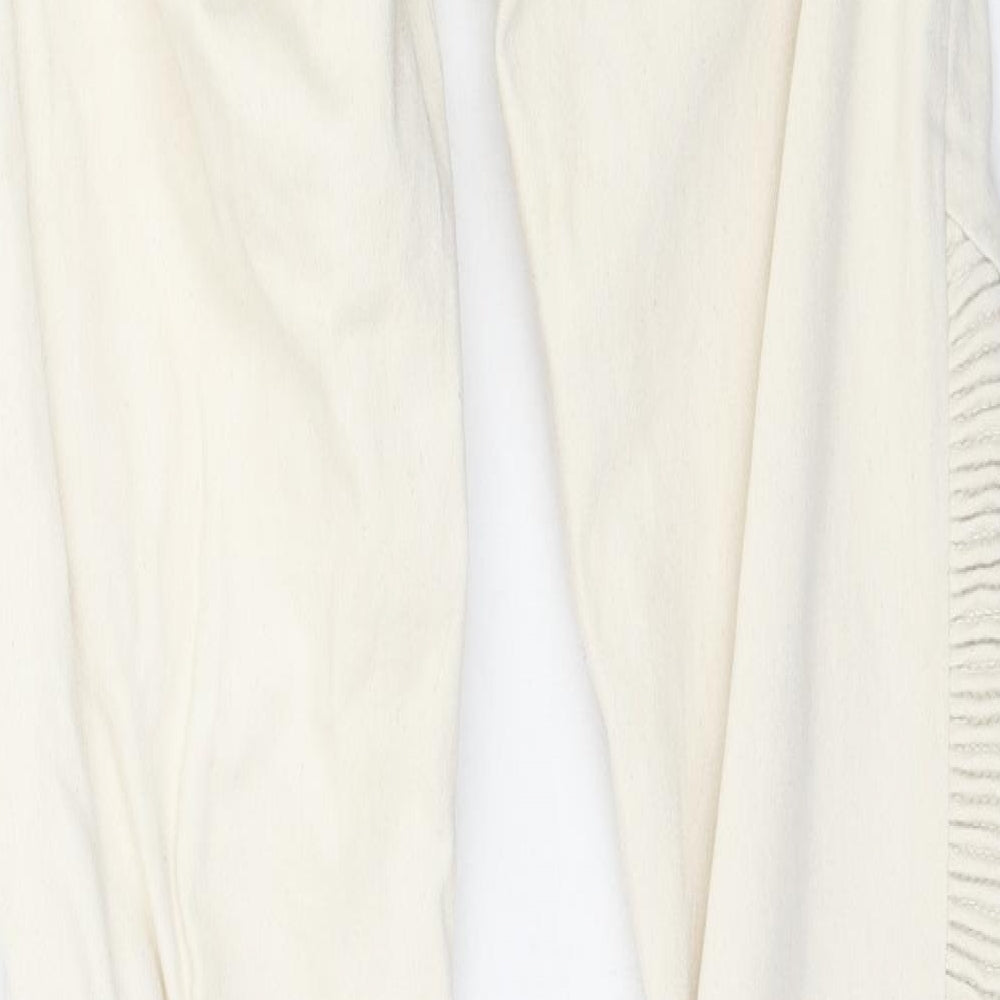Brand and care label for Denim Co. women’s ivory denim skinny jeans, size UK 28, in, 32-inch leg