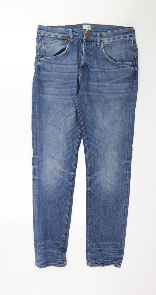 Additional front view of River Island women’s blue denim skinny jeans, size UK 32, 31-inch leg