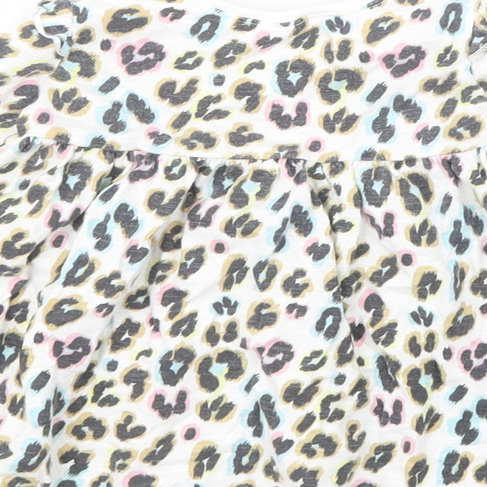 NEXT Girls White Animal Print Basic T-Shirt Size 3-6 Months