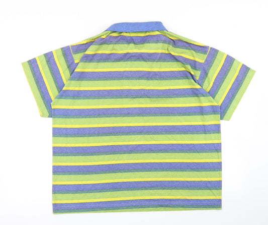 River Mountain Mens Green Striped Polo Size M