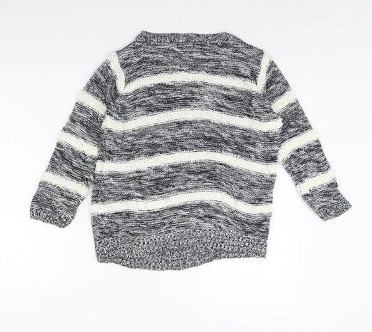 F&F Womens Black Striped Pullover Jumper Size 10