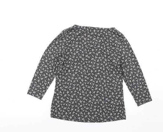 M&Co Womens Grey Floral Basic Blouse Size 8