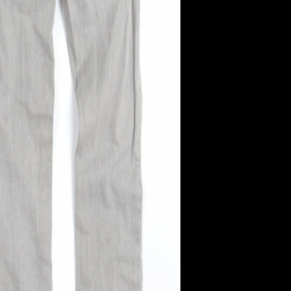 Brand and care label for Topshop women’s beige denim skinny jeans, size UK 26, in, 31-inch leg