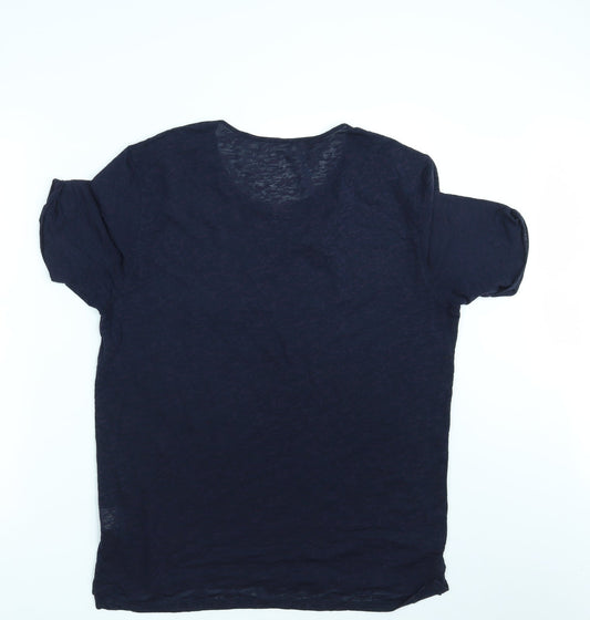 River Island Mens Blue Animal Print T-Shirt Size L