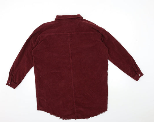 Select Womens Red Corduroy Shirt Dress Size 8