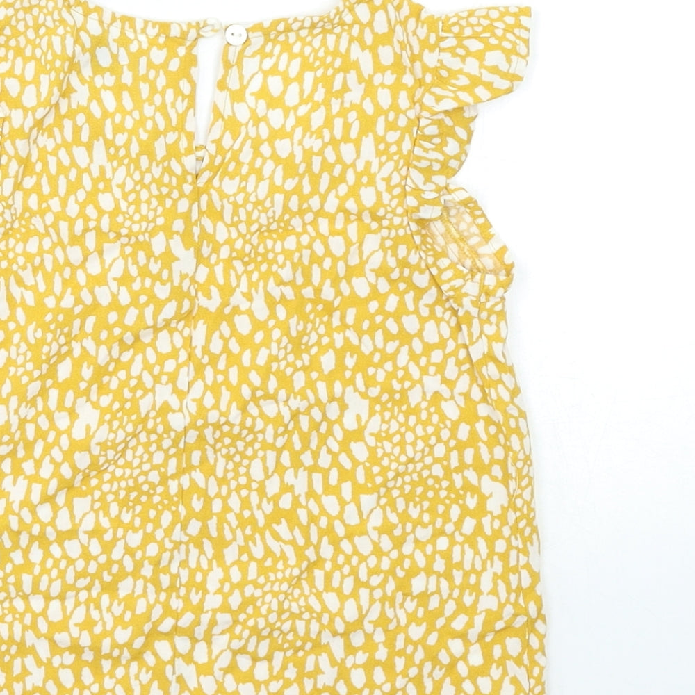 Primark Girls Yellow Animal Print Basic Tank Size 4-5 Years