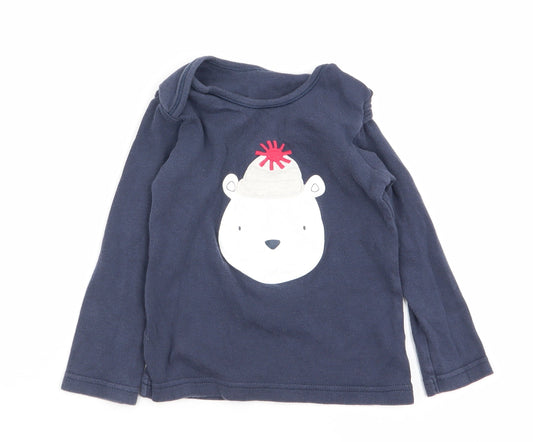 Asda George Girls Blue Animal Print Babydoll Pyjama Top Size 18-24 Months