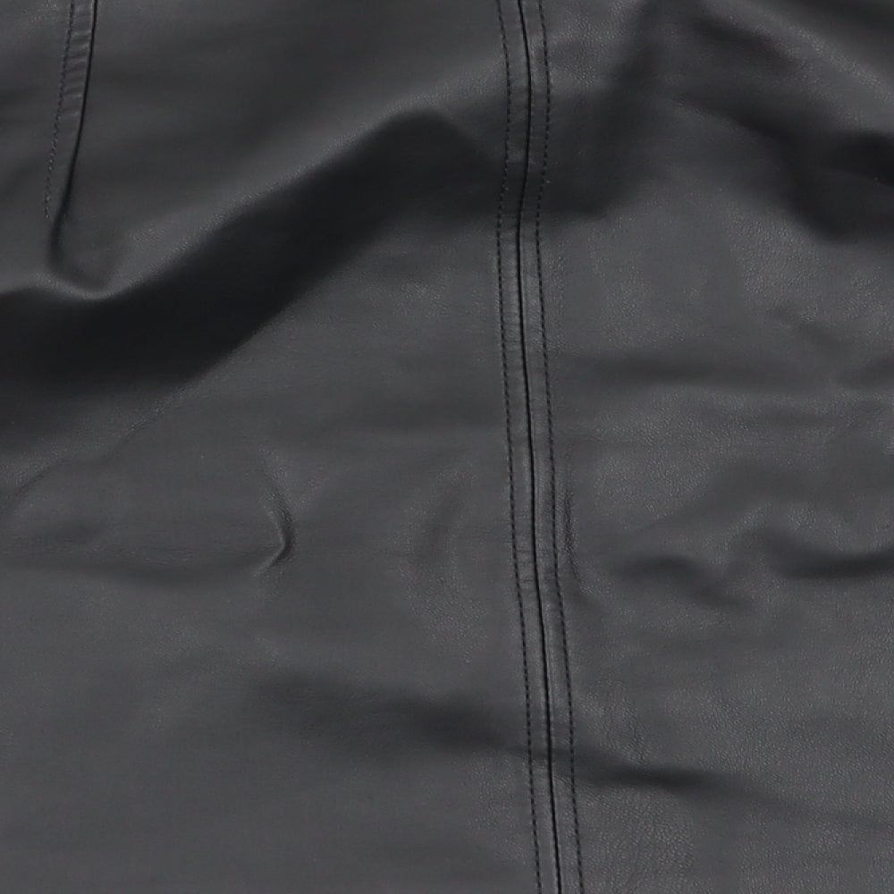 Brand and care label for H&M women’s black flare skirt, size UK 12