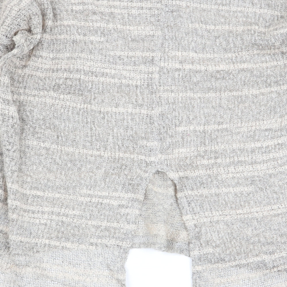 Brand and care label for miss selfrudge women’s beige striped jumper, size UK 10