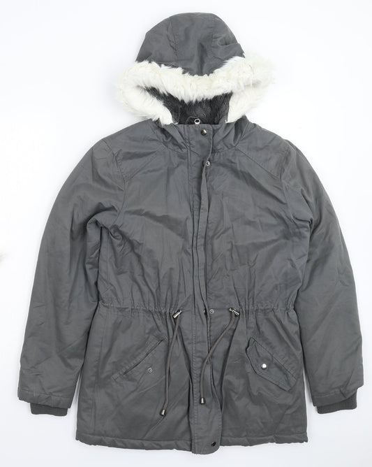Womens UK Size S Oasis Grey Parka Coat