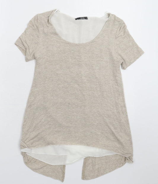 Additional front view of Quiz women’s grey basic t-shirt, size UK 8