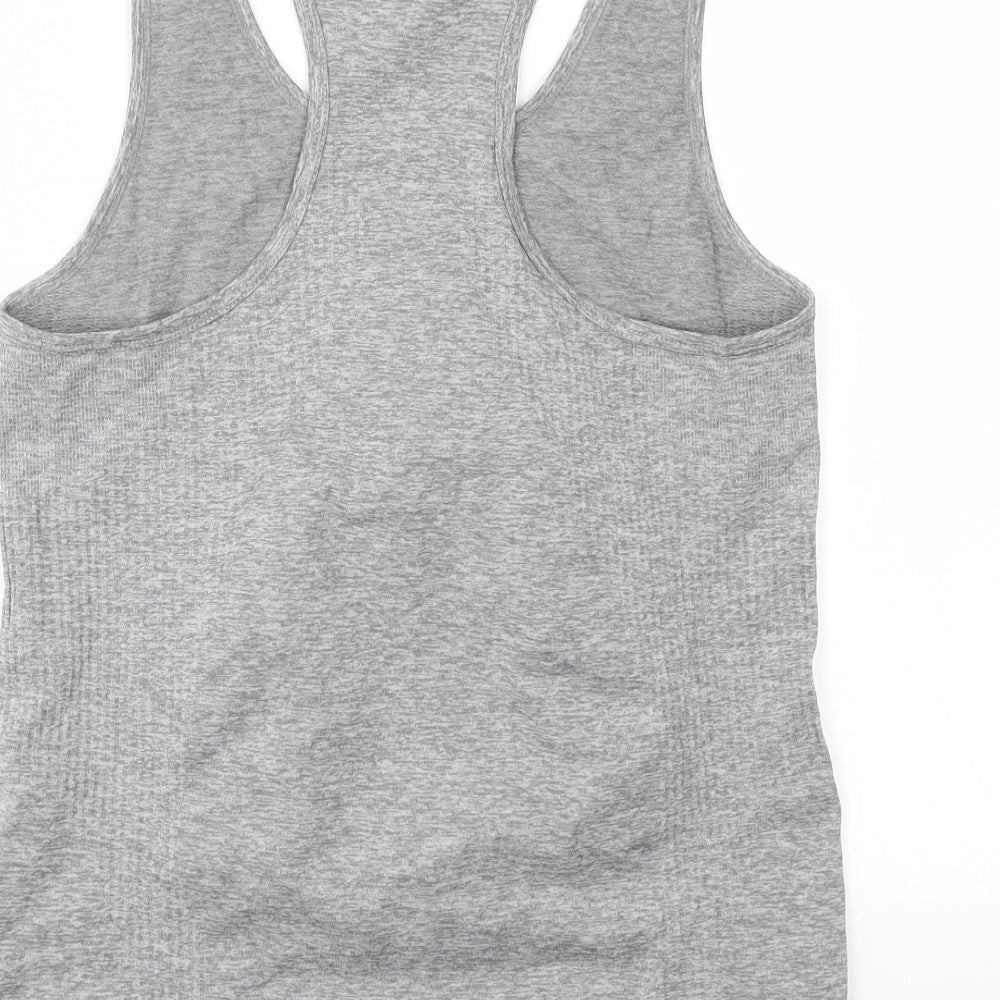 Brand and care label for WorkOut women’s grey basic t-shirt, size M