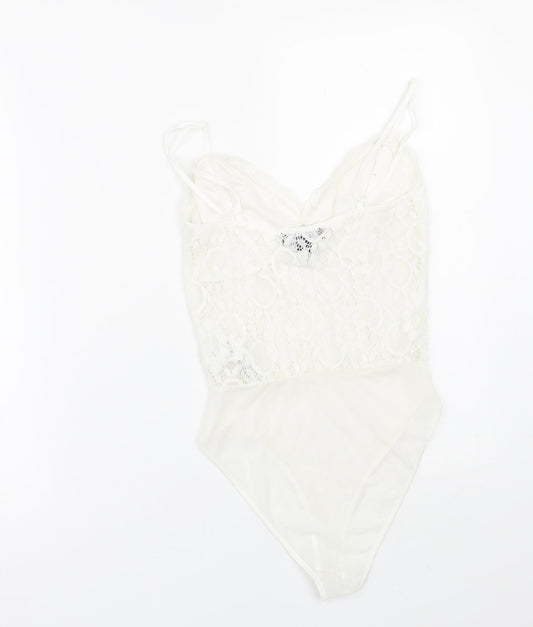 New Look Womens White Floral  Catsuit One-Piece Size 8