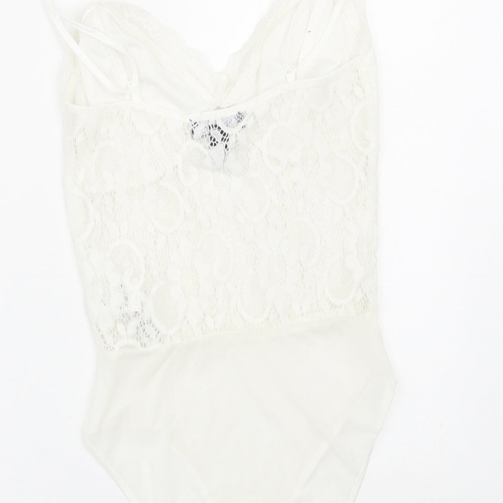 New Look Womens White Floral  Catsuit One-Piece Size 8