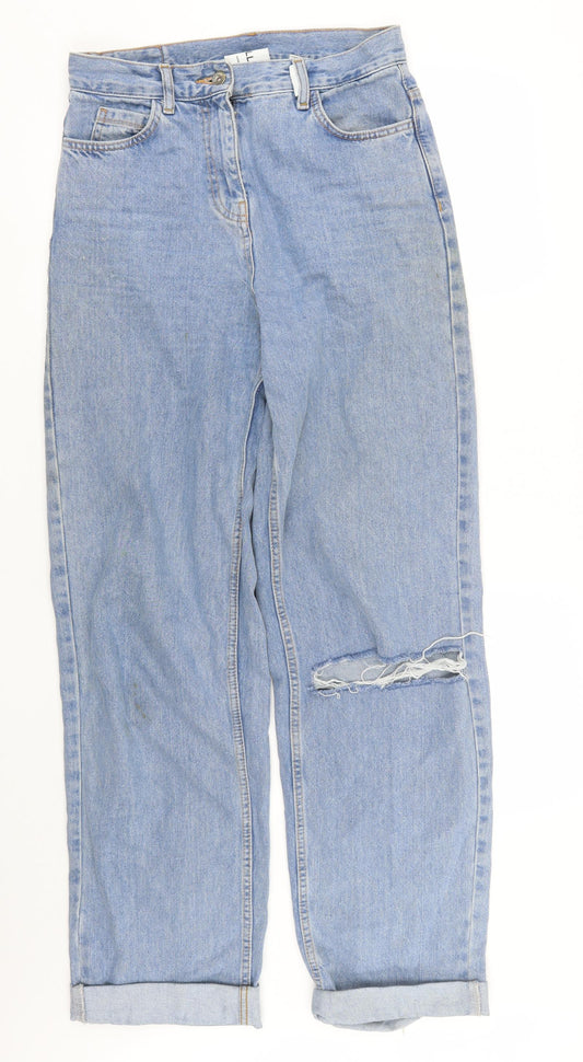 Additional front view of Collusion women’s blue denim straight jeans, size UK 26, 31-inch leg