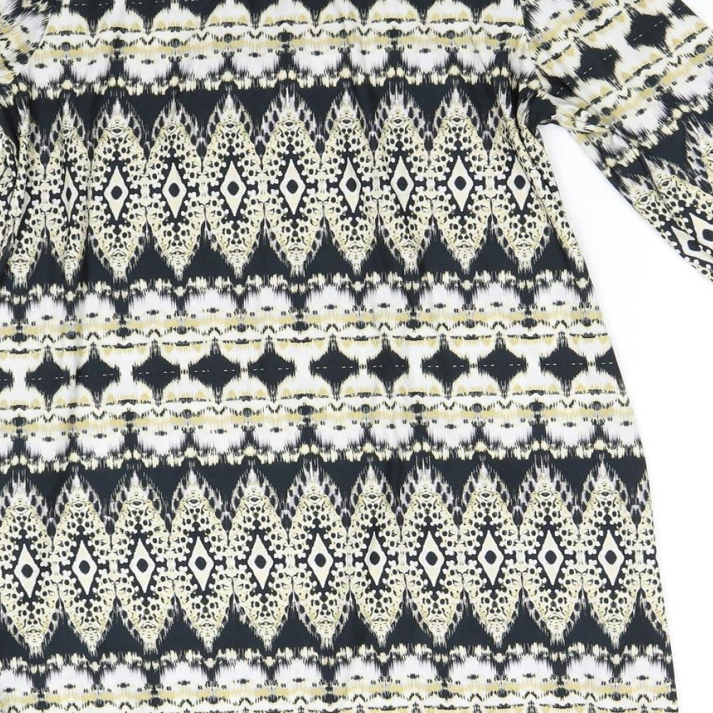 Brand and care label for Wallis women’s multicoloured geometric slip dress, size M