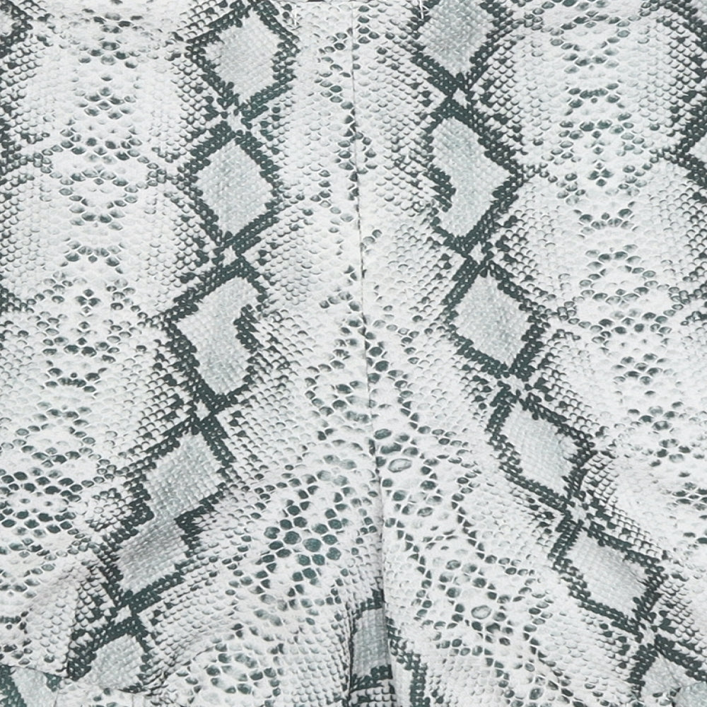 Pretty Little Thing Womens Green Animal Print  Paperbag Shorts Size 8