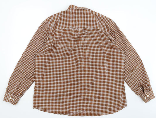 Mens UK Size 2XL Burton Brown Button-Up Long Sleeve Casual Shirt